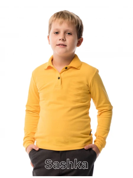 Футболка-поло з довгим рукавом для хлопчика жовта